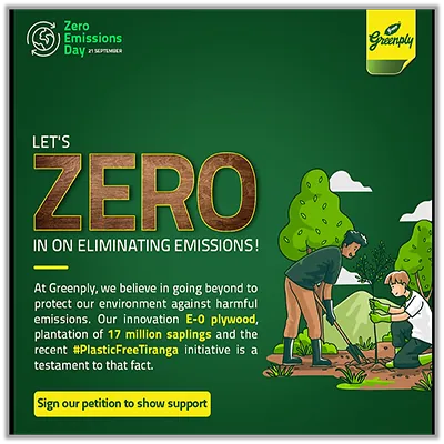 Greenply - Zero Emissions Day Post - Social Media Post by TechShu